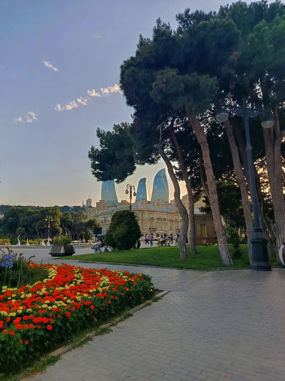 Baku park and Flame Towers