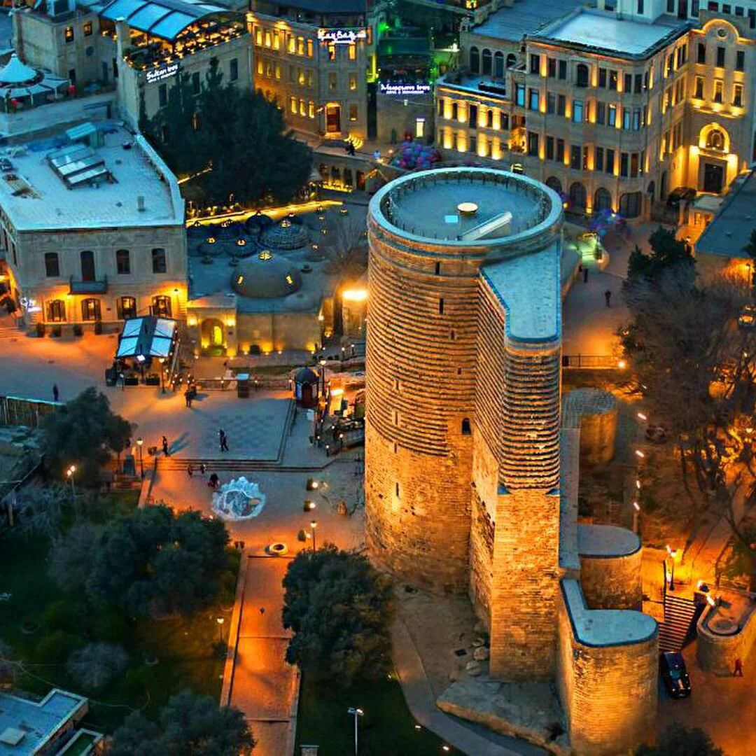 Maiden Tower at night