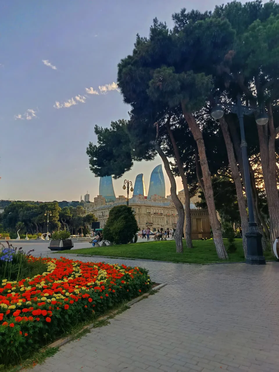 Baku park and Flame Towers